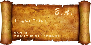 Brtyka Arion névjegykártya